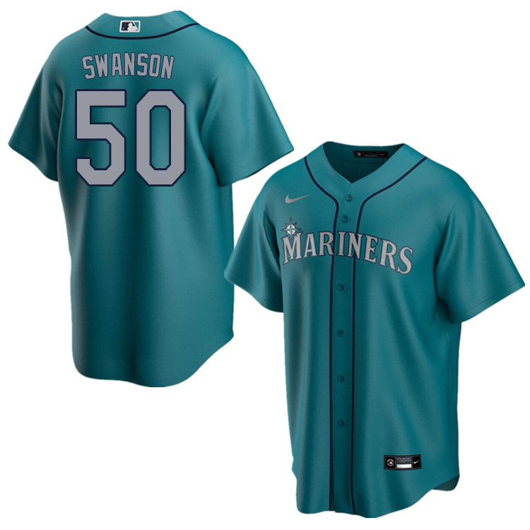 Nike Men #50 Erik Swanson Seattle Mariners Baseball Jerseys Sale-Aqua